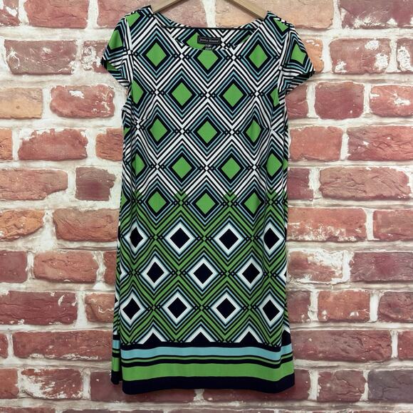 Jessica Howard Dress Womens Large Multicolor Retro Diamond Striped Casual Career - Picture 1 of 8